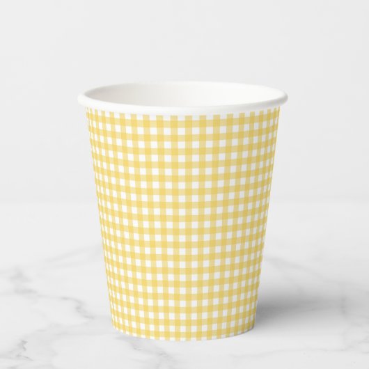 Lauren Yellow Gingham Paper Cups Pappbecher (Vorderseite)