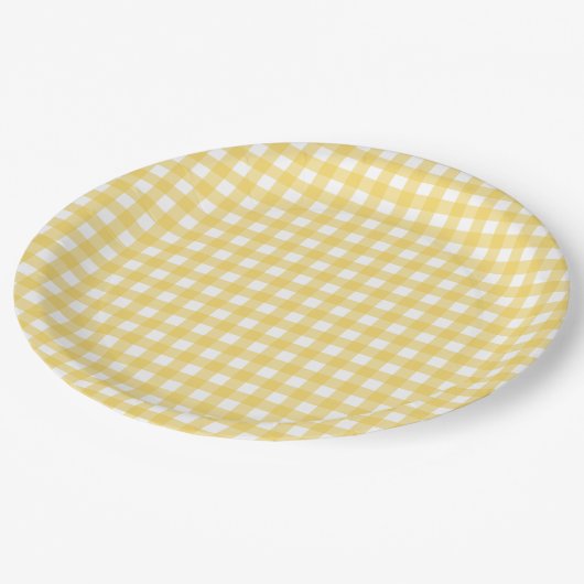 Lauren Yellow Gingham Paper Tellers Pappteller (Schrägansicht)