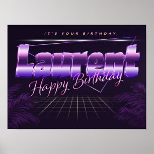 Laurent Name Vorname lila retro Poster Geburtstag