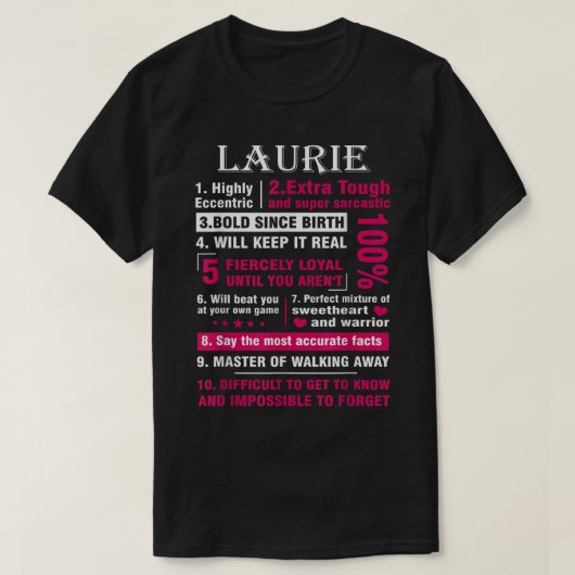 LAURIE Highly Eccentric 10 Facts Shirt First Name (Design vorne)