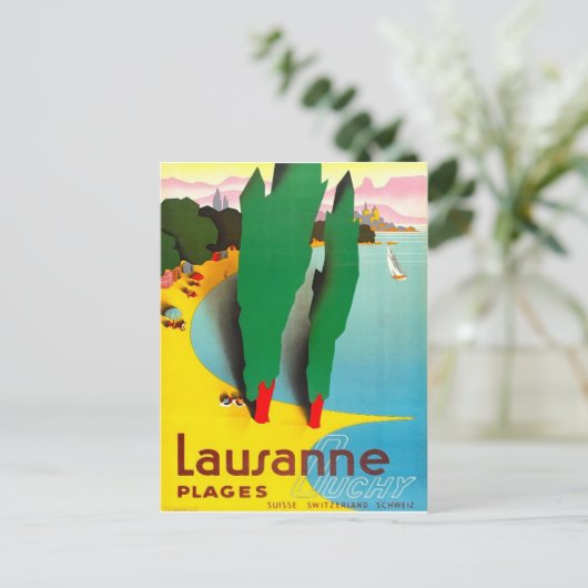 Lausanne, Genfersee, Schweiz Postkarte (Stehend Vorderseite)