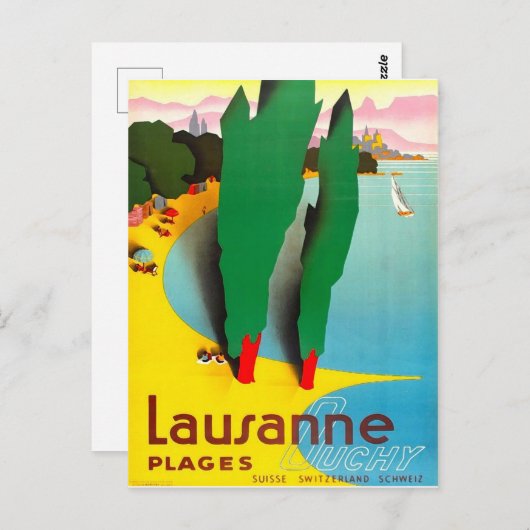 Lausanne, Genfersee, Schweiz Postkarte (Vorne/Hinten)
