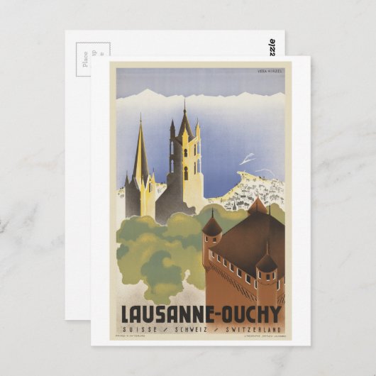 Lausanne Ouchy Schweiz Vintag Europa Postkarte (Vorne/Hinten)
