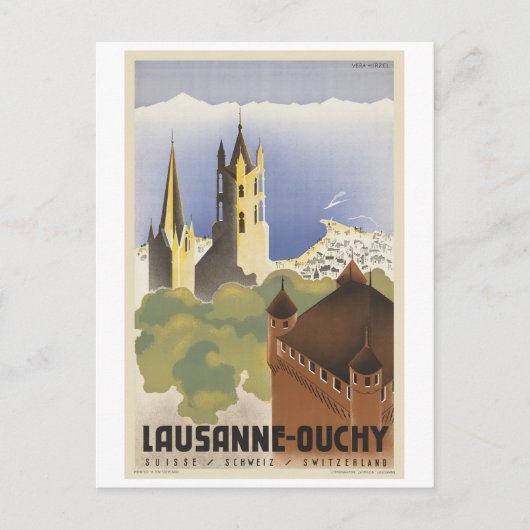 Lausanne Ouchy Schweiz Vintag Europa Postkarte (Vorderseite)