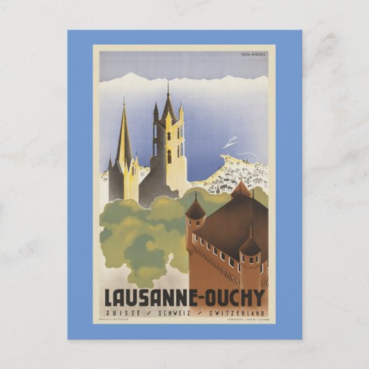 Lausanne Ouchy Schweiz Vintages Europa Postkarte (Vorderseite)
