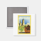 Lausanne ~ Ouchy ~ Vintage Schweizer Reise Magnet (Vorderseite/Rückseite)