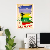 Lausanne Reiseplakat Schweizer Kunst Schweiz Golf Poster (Heimbüro)