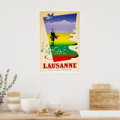 Lausanne Reiseplakat Schweizer Kunst Schweiz Golf Poster (Küche)