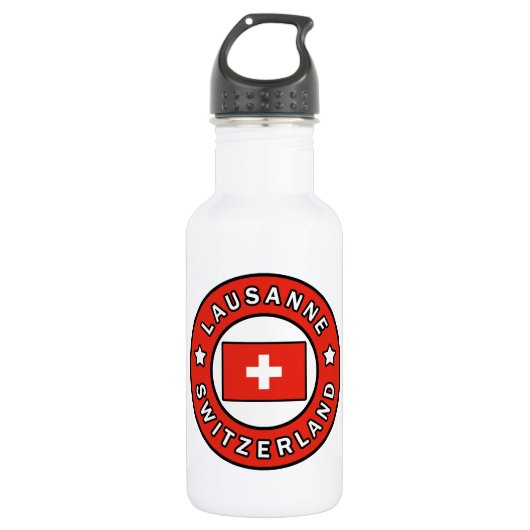 Lausanne Schweiz Edelstahlflasche (Vorderseite)