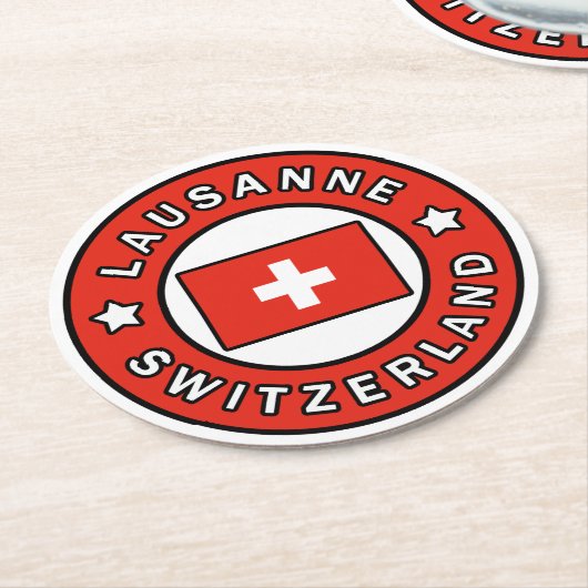 Lausanne Schweiz Runder Pappuntersetzer (Angewinkelt)