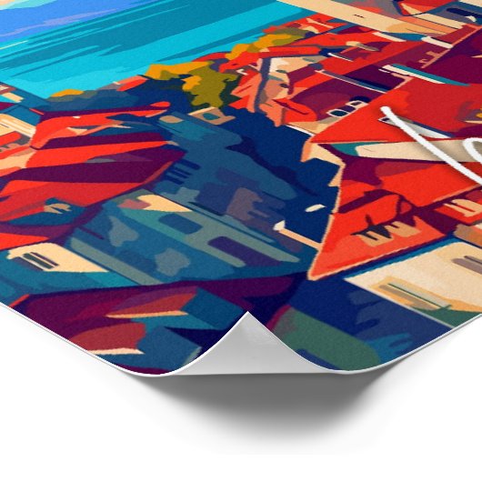 Lausanne Schweiz Vintage Illustration Poster (Ecke)