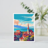 Lausanne Schweiz Vintage Illustration Postkarte (Stehend Vorderseite)