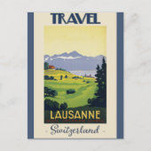 Lausanne Switzerland Vintage Travel Poster Postkarte (Vorderseite)