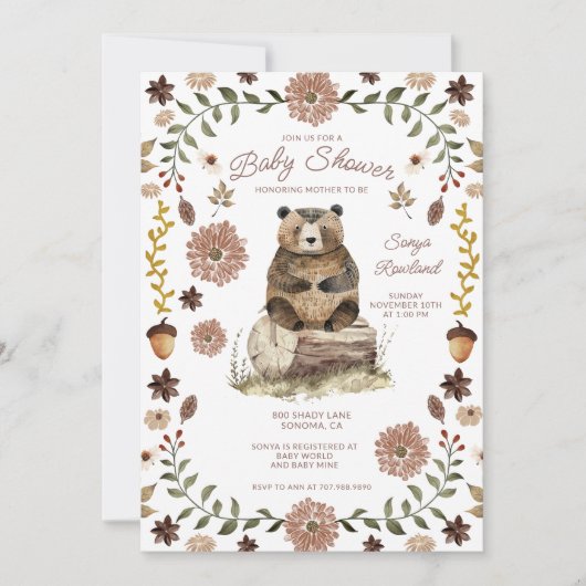 Lausbär-Babyshower im Wald Einladung (Vorderseite)