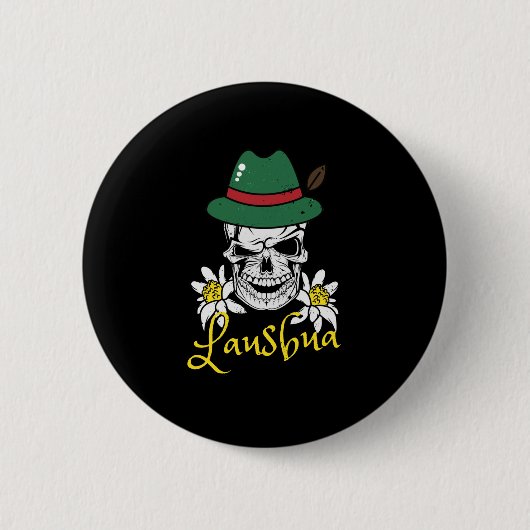 Lausbua Bavaria Skull Bayrische Kostüme Button (Vorderseite)