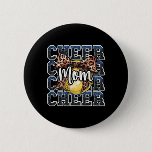 Laut Stolz Sport Weich Cheer Mom Mama Leopard Boge Button