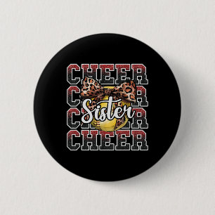 Laut Stolz Sport Weich Cheer Schwester Leopard Bog Button
