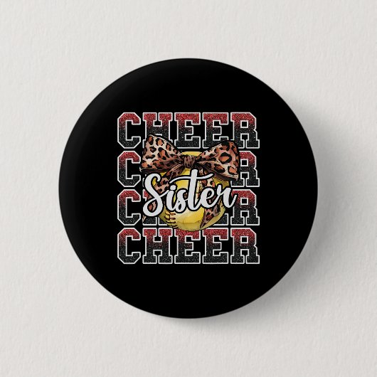 Laut Stolz Sport Weich Cheer Schwester Leopard Bog Button (Vorderseite)