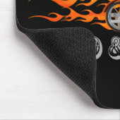 Laut u. stolz: Skeleton Radfahrer u. Flammen: Mousepad (Ecke)