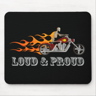 Laut u. stolz: Skeleton Radfahrer u. Flammen: Mousepad