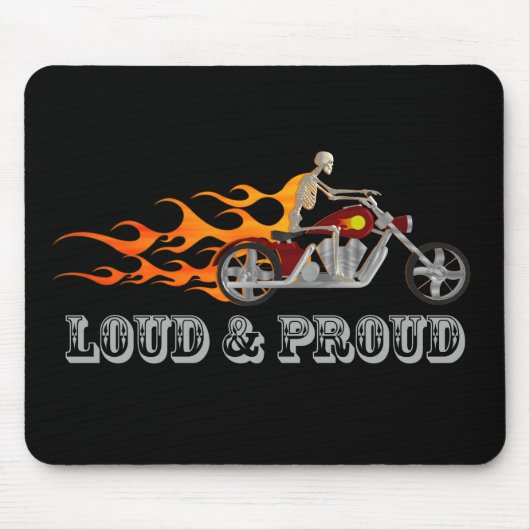 Laut u. stolz: Skeleton Radfahrer u. Flammen: Mousepad (Vorne)