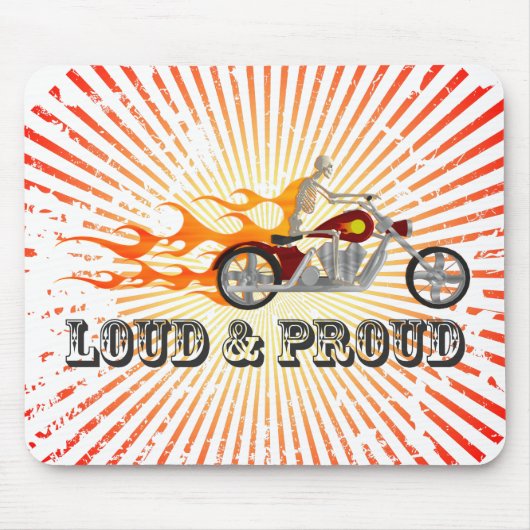 Laut u. stolz: Skeleton Radfahrer u. Flammen: Mousepad (Vorne)