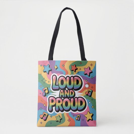 LAUT UND STOLZ | LGBTQ+ Pride Unterstützer Tasche (Vorderseite)