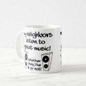 Laute Musik Funny Mug oder Travel Mug hören Kaffeetasse (Vorderseite Links)