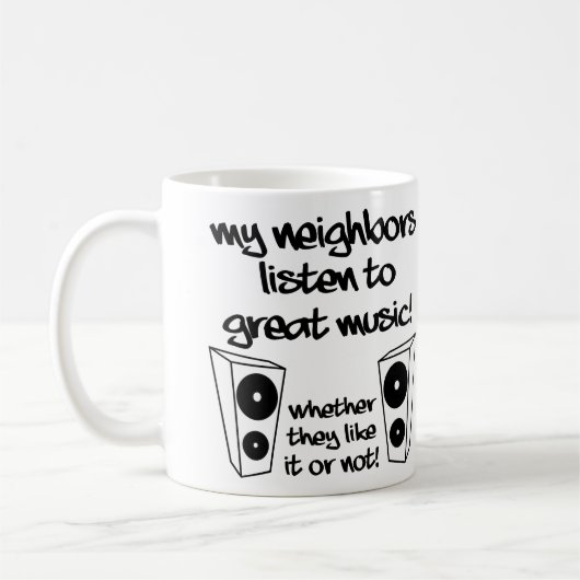 Laute Musik Funny Mug oder Travel Mug hören Kaffeetasse (Links)