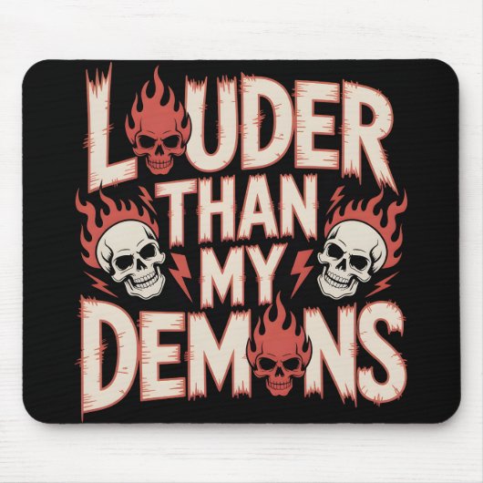 Lauter als meine Dämonen: Gothic-Schädel und Flamm Mousepad (Vorne)
