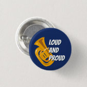 Lauter und stolzer Tuba-Spieler-Button Button (Vorne & Hinten)