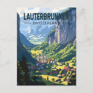 Lauterbrunnen Schweiz Reise Kunst Vintage Postkarte