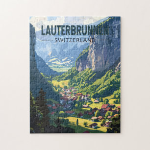 Lauterbrunnen Schweiz Reise Kunst Vintage Puzzle