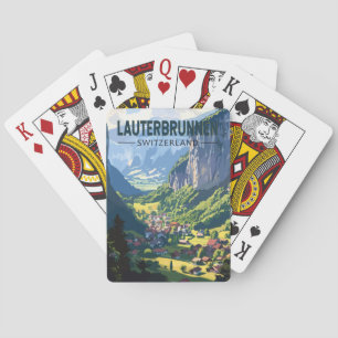Lauterbrunnen Schweiz Reise Kunst Vintage Spielkarten