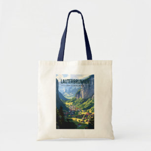 Lauterbrunnen Schweiz Reise Kunst Vintage Tragetasche