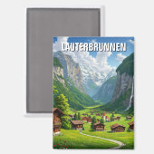 Lauterbrunnen Schweiz Reisen Magnet (Vorderseite/Rückseite)