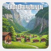 Lauterbrunnen Schweiz Reisen Quadratischer Aufkleber (Vorderseite)