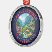 Lauterbrunnen Schweiz Retro Distressed Circle Ornament Aus Metall (Links)