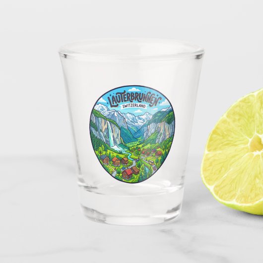Lauterbrunnen Schweiz Schnapsglas (Vorderseite)