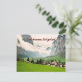 Lauterbrunnen Schweiz stilisiert Postkarte (Stehend Vorderseite)
