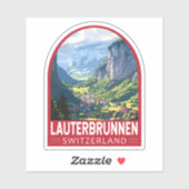Lauterbrunnen Schweiz Tourismus Vintag Aufkleber (Blatt)
