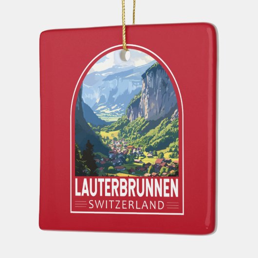 Lauterbrunnen Schweiz Tourismus Vintag Keramikornament (Links)
