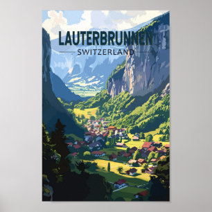 Lauterbrunnen Schweiz Tourismus Vintag Poster