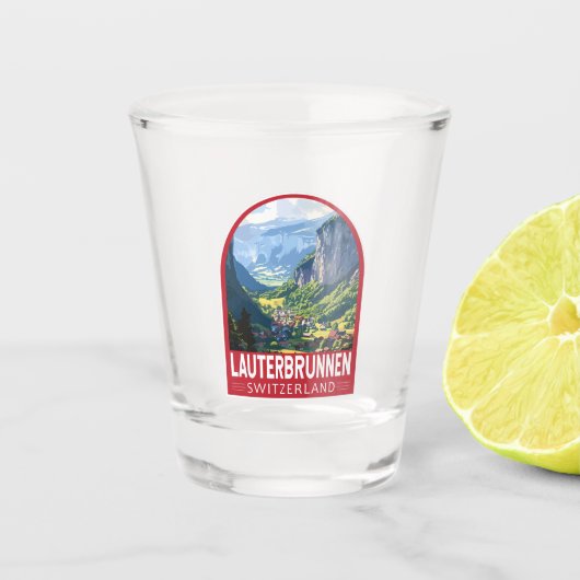 Lauterbrunnen Schweiz Tourismus Vintag Schnapsglas (Vorderseite)
