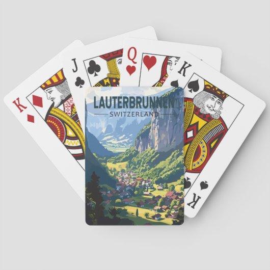 Lauterbrunnen Schweiz Tourismus Vintag Spielkarten (Rückseite)