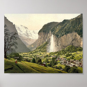 Lauterbrunnen Tal mit Staubbach, Berner Oberl Poster