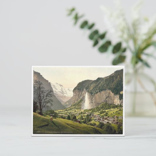 Lauterbrunnen Tal mit Staubbach, Berner Oberl Postkarte (Stehend Vorderseite)