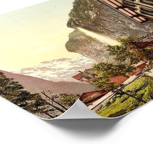 Lauterbrunnen-Tal, Straßenansicht mit Staubbach W Poster (Ecke)