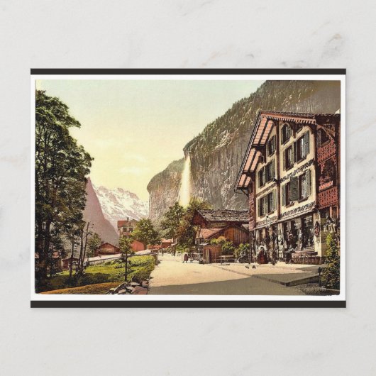Lauterbrunnen-Tal, Straßenansicht mit Staubbach W Postkarte (Vorderseite)