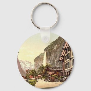 Lauterbrunnen-Tal, Straßenszene mit Staubbach W Schlüsselanhänger